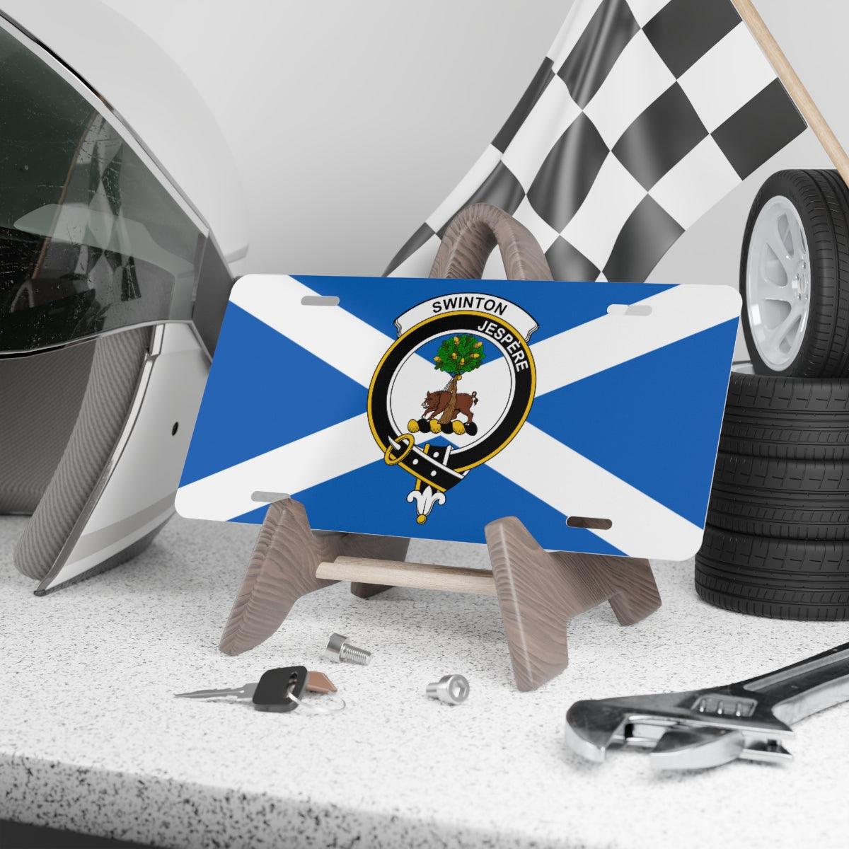 Swinton Clan Crest Scottish Novelty License Plate, Scottish Flag License Plate