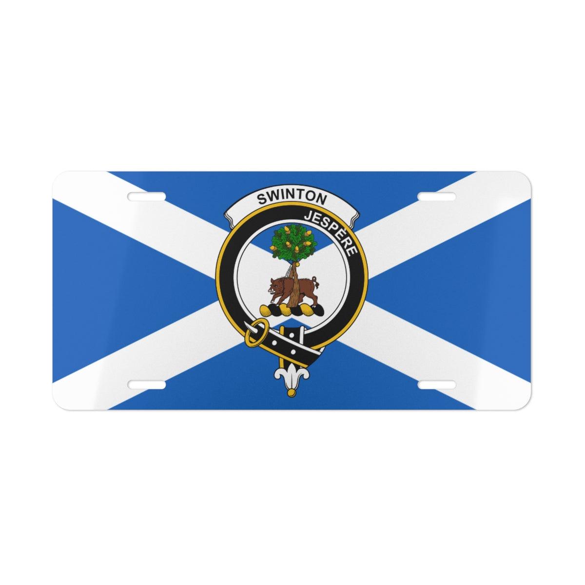 Swinton Clan Crest Scottish Novelty License Plate, Scottish Flag License Plate